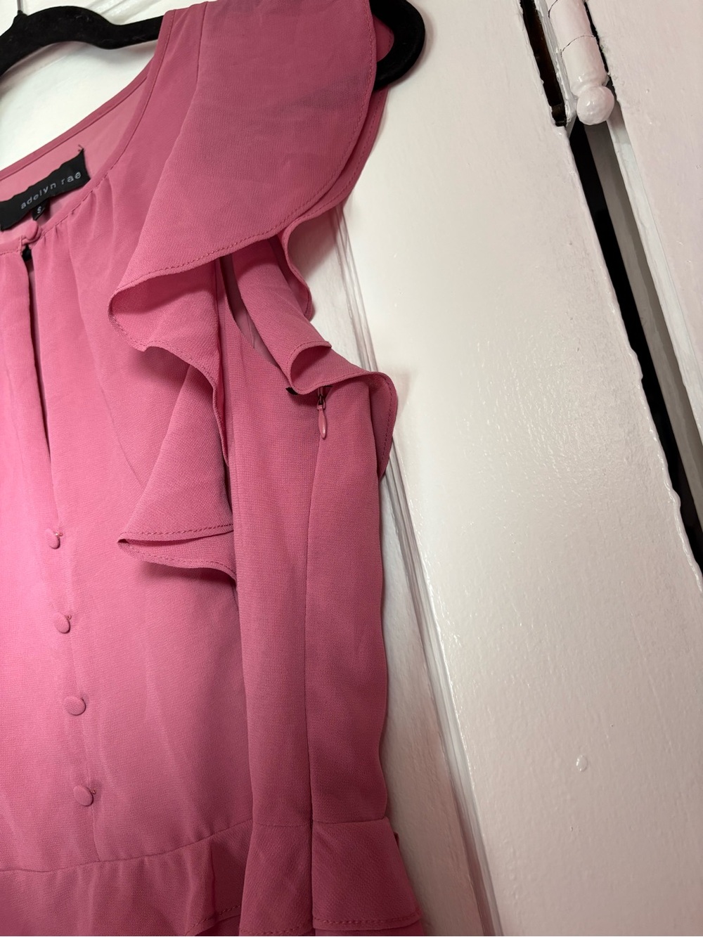 Adelyn Rae Pink Ruffle Asymmetric Hem Mini Dress S - Picture 4 of 5